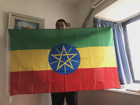 Ethiopië Vlag 90x150cm - Polyester Nationale Vlag voor Binnen en Buiten