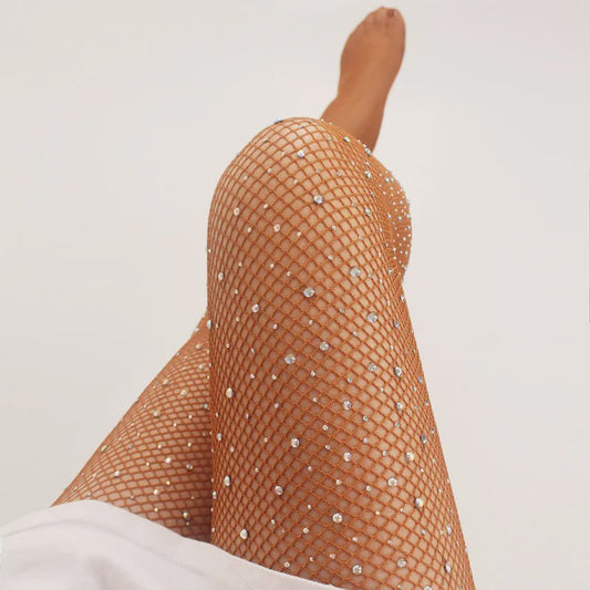 Dames Strass Visnet Panty voor Ballroom & Latin Dans - Glanzend en Elastisch