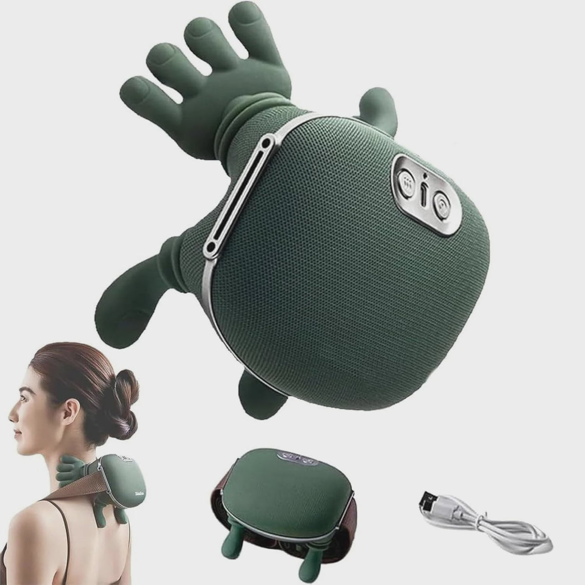 Draadloze Nek- en Schoudermassager met Verwarmingsfunctie & 3 standen - USB Oplaadbaar