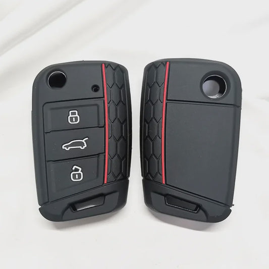 Siliconen Sleuteelhoes voor VW Golf, Polo, T-Roc, Tiguan, Skoda, Seat - Beschermhoes Sleutel