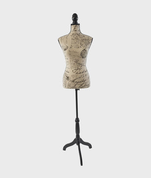 Verstelbare Paspop met Houten Statief - Beige/Zwart - Maat 36/38 - 130-167 cm