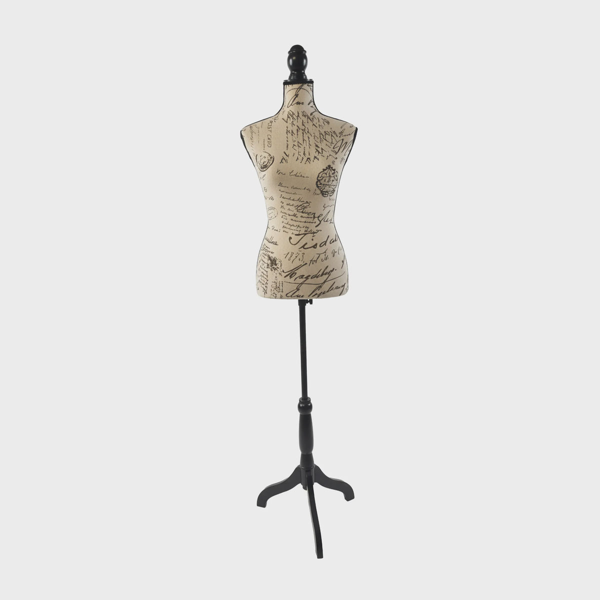 Verstelbare Paspop met Houten Statief - Beige/Zwart - Maat 36/38 - 130-167 cm