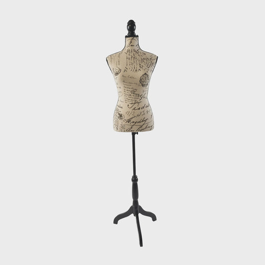 Verstelbare Paspop met Houten Statief - Beige/Zwart - Maat 36/38 - 130-167 cm