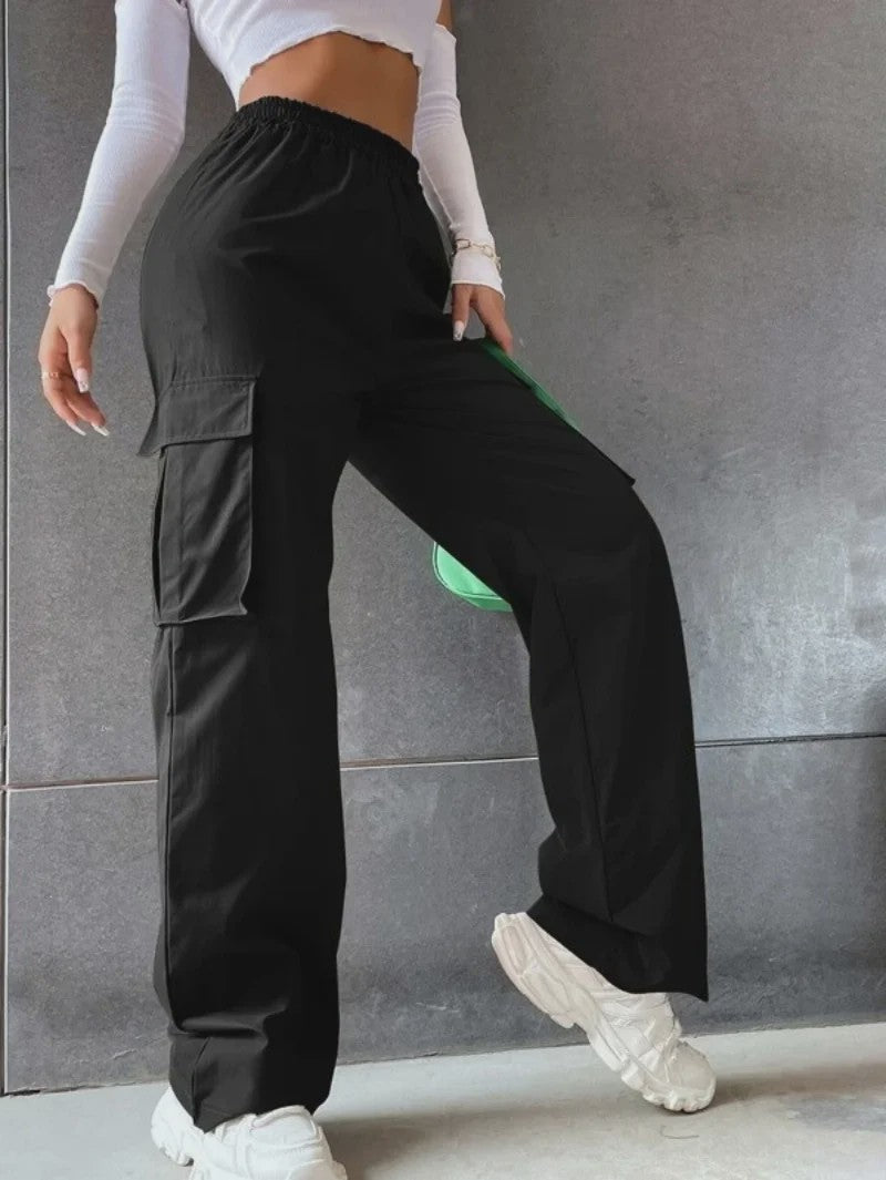 Y2K Cargo Broek Dames - Baggy Fit met Elastische Taille en Retro Stijl
