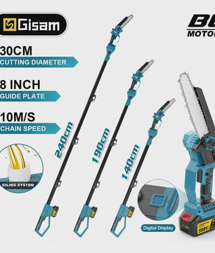 Gisam Telescopische Accu Kettingzaag 8-Inch - Snoeien op Afstand met Makita 18V Batterij