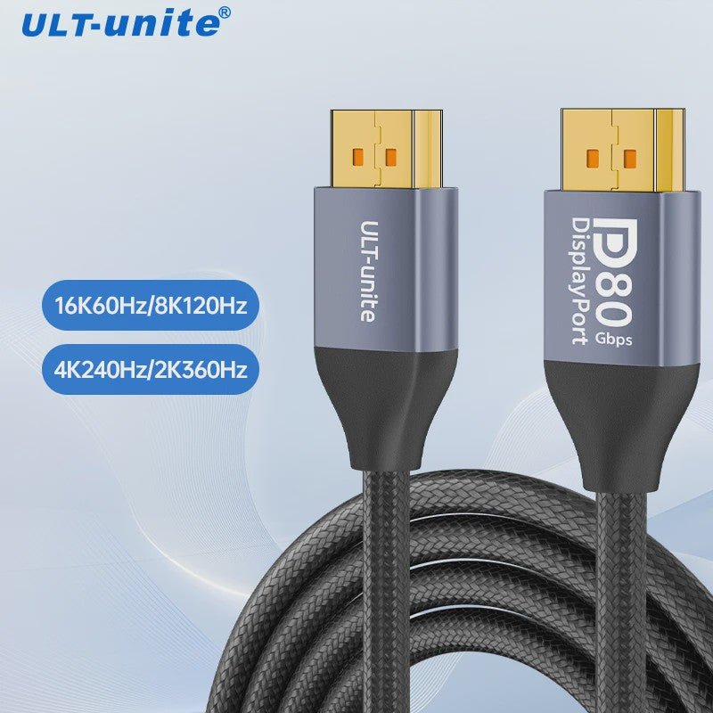 16K DisplayPort 2.1 Kabel 3m - VESA Certified, 80Gbps, 8K 120Hz, G-Sync/FreeSync