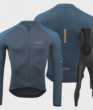 Heren Fietsset Lange Mouw Jersey met Bib Pants - Ademend en Comfortabel