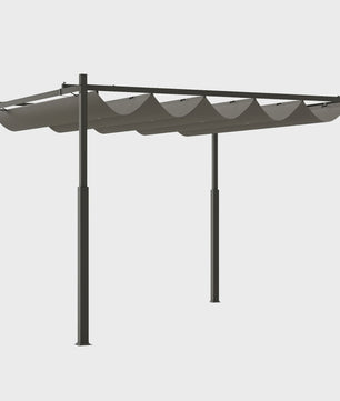 Outsunny Tuinpergola 3x3m met Intrekbaar Dak - Grijze Kleur