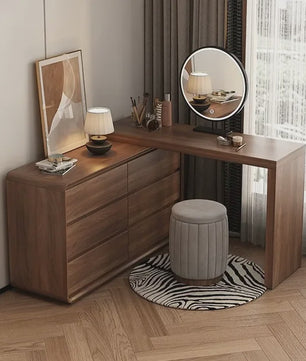 Moderne Houten Kaptafel met Spiegel en Ruime Opbergruimte