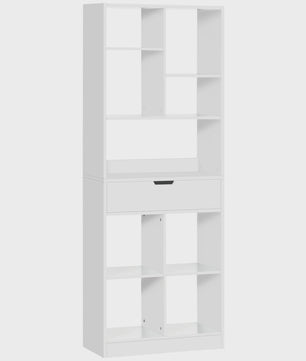 Stijlvolle Houten Boekenkast met Lade en 9 Open Vakken - 60x26x158cm
