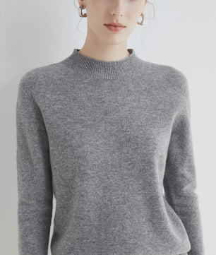 Dames Pullover Trui met Halve Hoge Hals - Zachte Gebreide Basic Top