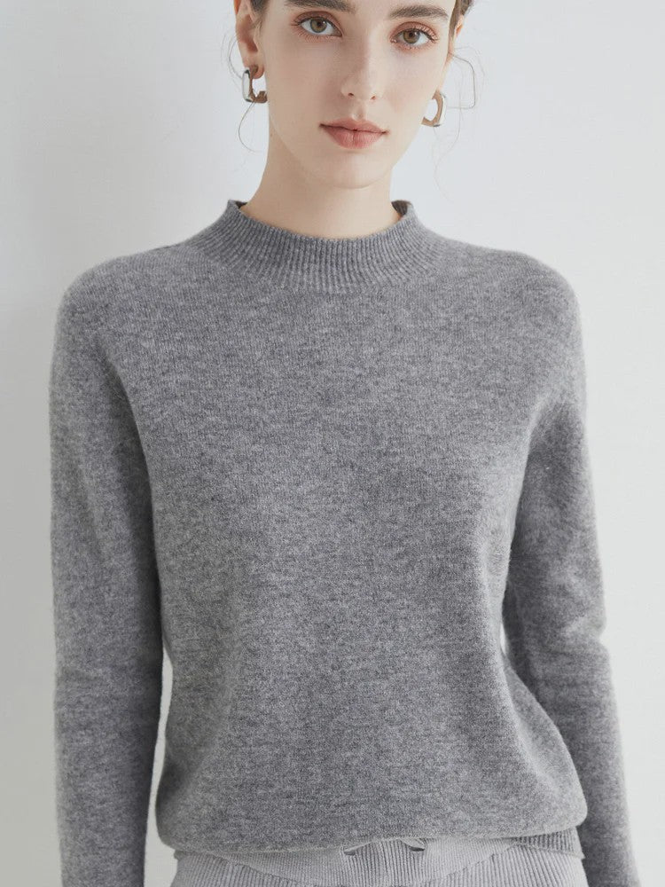 Dames Pullover Trui met Halve Hoge Hals - Zachte Gebreide Basic Top