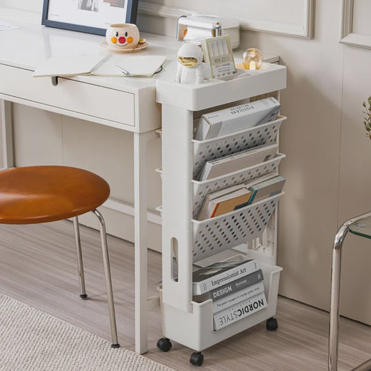 Verrijdbare Opbergtrolley met 5 Lagen - Multifunctioneel Bureau en Boekenkast Organizer