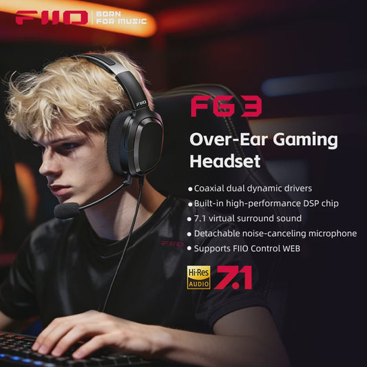 FIIO FG3 HIFI Gaming Headset: Virtueel 7.1 Surround Sound, Dual Drivers & ENC Microfoon