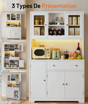 Multifunctioneel Buffetkast Sideboard 105x175cm met Werkblad, Stroompunten en USB - Woonkamer & Keuken