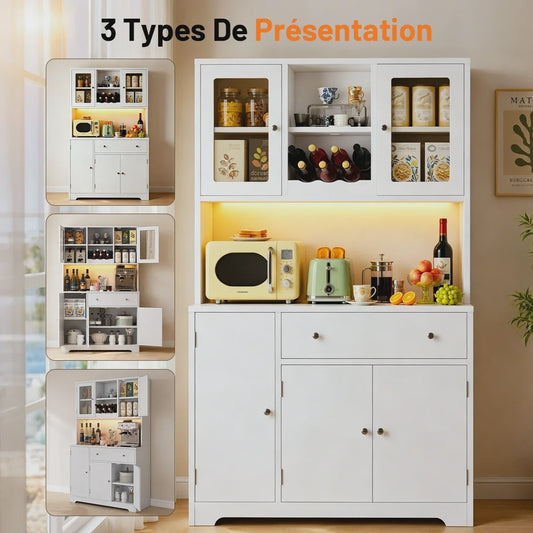 Multifunctioneel Buffetkast Sideboard 105x175cm met Werkblad, Stroompunten en USB - Woonkamer & Keuken