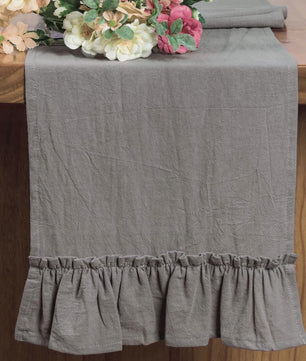 Romantische Katoenen Tafelrunner met Ruches - Perfect voor Feesten, Bruiloften en Decoratie