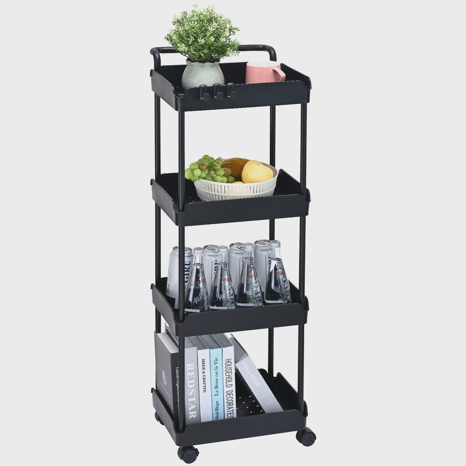 4-Laags Rolbare Opbergkar met Wielen - Keuken, Kantoor & Woonkamer Organizer