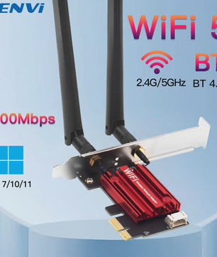 FENVI AC1200 WiFi 5 PCI-E Netwerkkaart met Bluetooth 4.0 - Dual Band 2.4GHz/5GHz voor Desktop (Win 7/8/10/11)