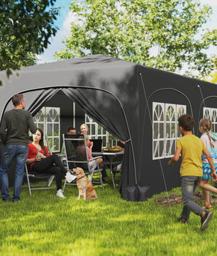 6x3m Uitklapbare Partytent met 6 Zijwanden - Donkergrijs