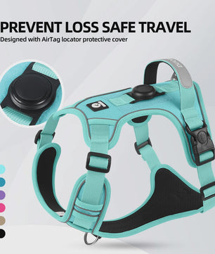 Honden Tuigje met AirTag Houder - Anti-Trek, Reflecterend & Waterdicht Vest voor Kleine/Middelgrote Honden