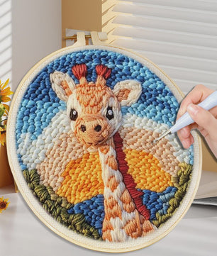 DIY Punch Needle Kit voor Beginners - Schattig Dier & Giraffe Borduurset met Borduurring