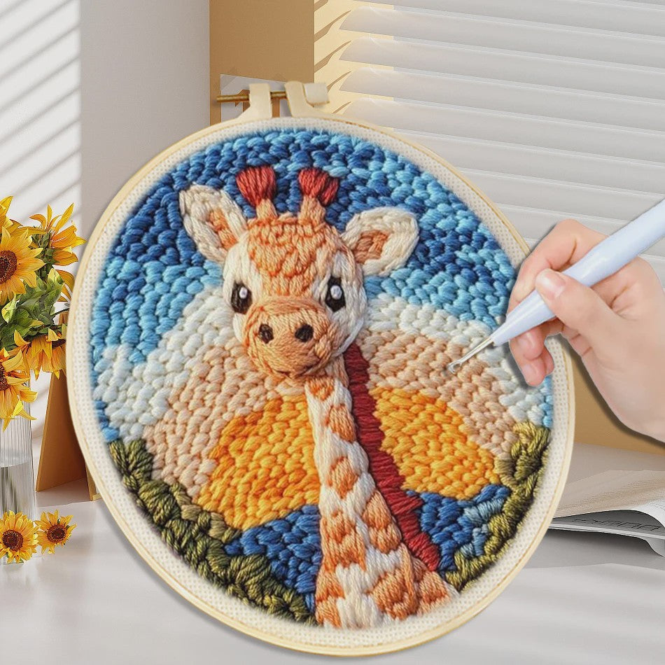 DIY Punch Needle Kit voor Beginners - Schattig Dier & Giraffe Borduurset met Borduurring