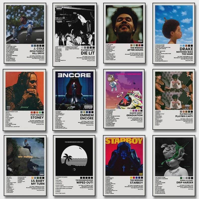 Canvas Poster: Drake & Eminem Album Covers - Hip Hop Wall Art