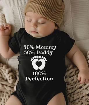 Baby Romper met Tekst: 50% Mama, 50% Papa, 100% Perfectie