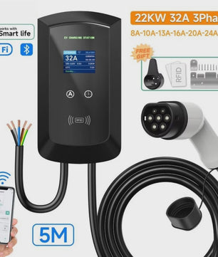 22KW 3-Fase Type 2 EV Laadstation Wallbox met WIFI/APP Controle - Snel Laden tot 7.6KW