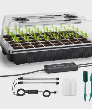 Kweekbak met 40 Cellen, Vochtdome en 2 LED Groeilampen - Complete Zaadstarter Kit