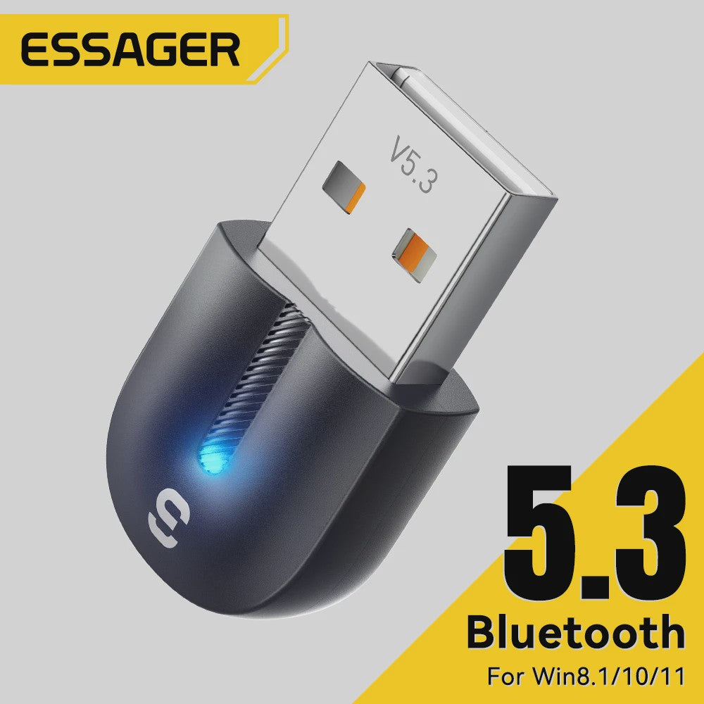 Essager Bluetooth 5.3 USB Adapter: Draadloze Audio & Randapparatuur voor PC/Laptop