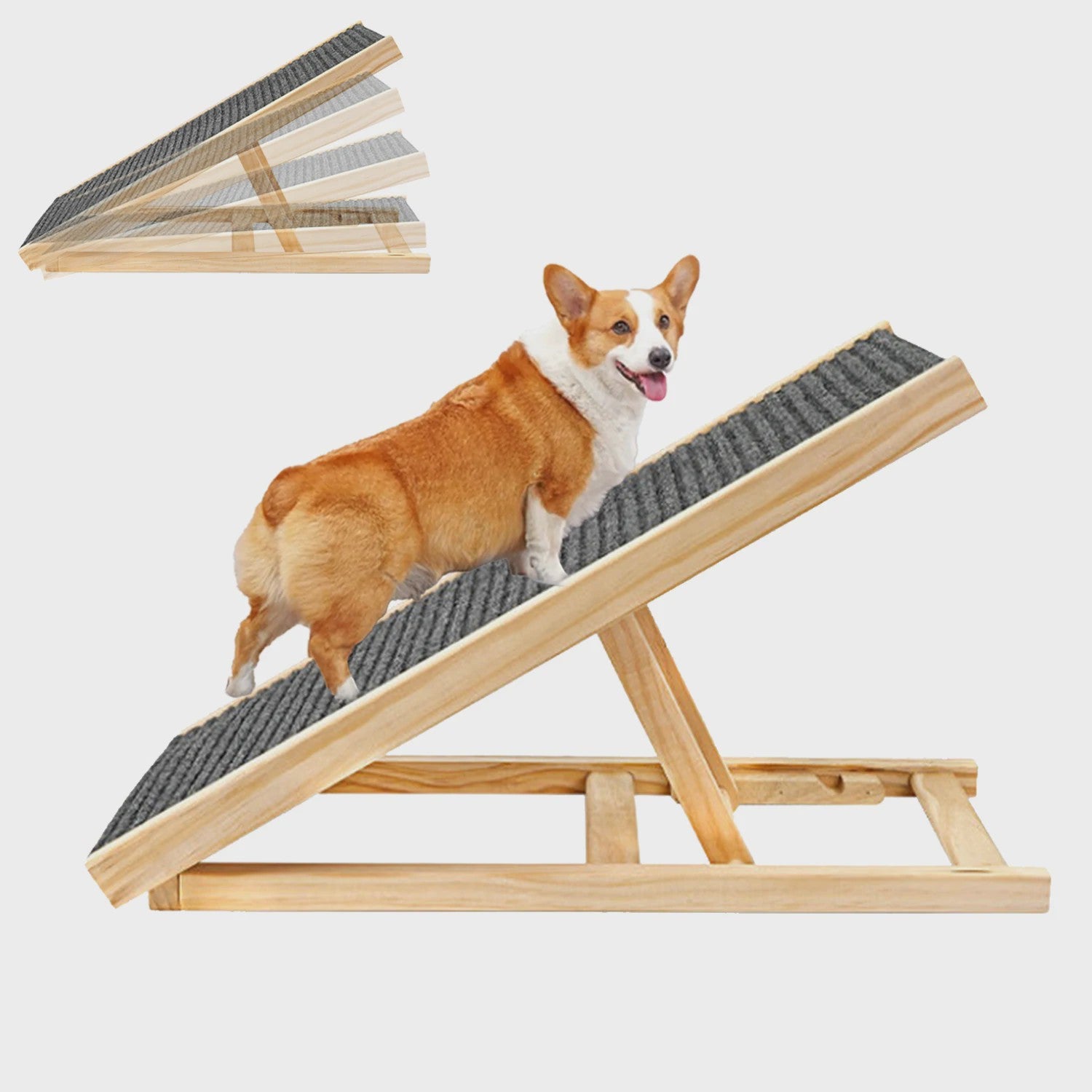 Verstelbare & Opvouwbare Hondentrap met Antislip Tapijt - Veilig Klimmen voor Senioren Honden & Katten