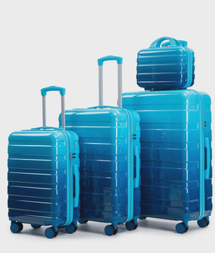 4-delige PC Hard Shell Koffer Set met Gradient Strepen en Cijferslot - Spinner Trolley Bagage