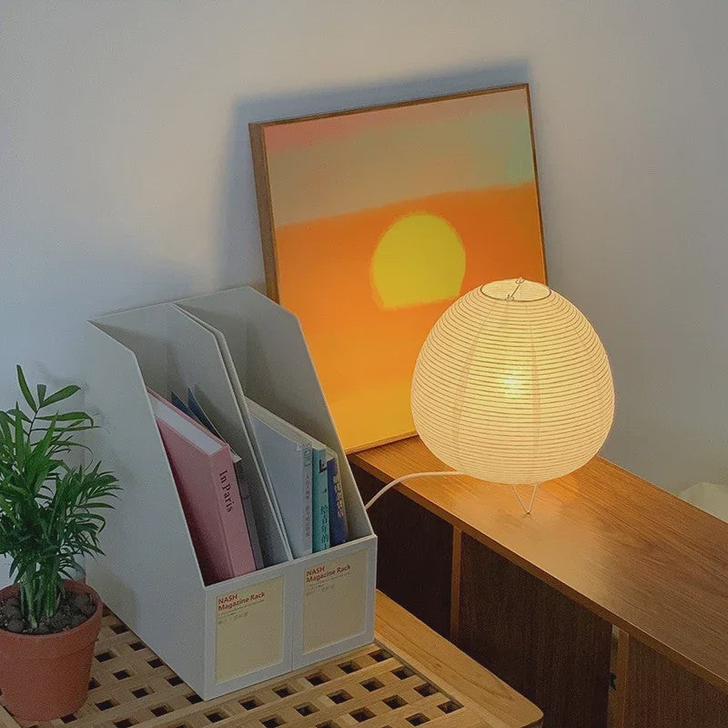 Japanse Rijstpapieren Tafellamp met LED - Sfeervolle Verlichting voor Woonkamer, Slaapkamer & Bureau