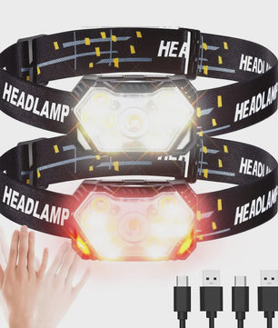 Krachtige 9 LED Hoofdlamp met USB Opladen en Bewegingssensor - Ideaal voor Camping, Vissen en Werk