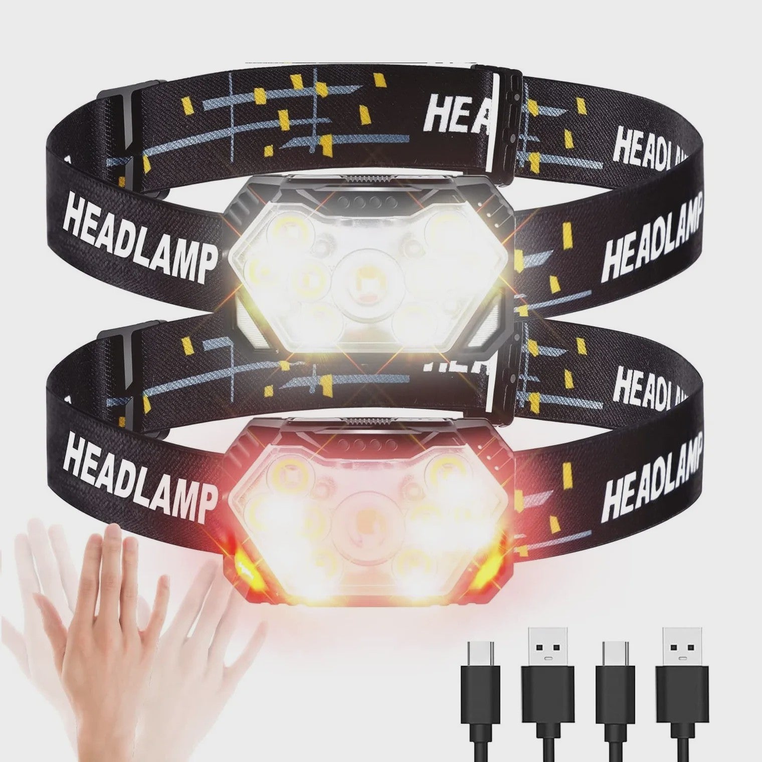 Krachtige 9 LED Hoofdlamp met USB Opladen en Bewegingssensor - Ideaal voor Camping, Vissen en Werk