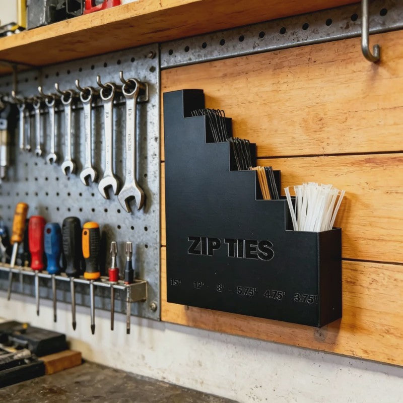3D Geprinte Wandhouder Organizer voor Kabelbinders - Zware Kwaliteit voor Garage & Werkplaats