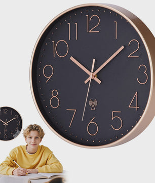 Stille Wandklok 30cm met Radiobesturing - Automatische Tijdinstelling - PVC Frame & HD Glas