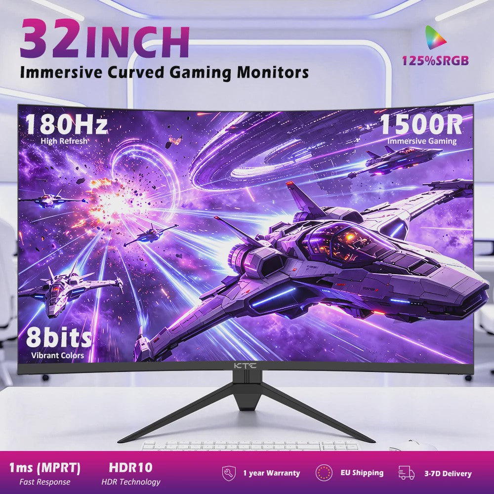KTC H32S17 Gaming Monitor - 32-inch QHD 180Hz 1ms 1500R Curved HVA