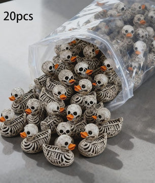 20x Gothic Skelet Eendjes - Mini Resin Figuurtjes voor Halloween & Decoratie