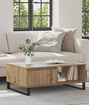 Handgemaakte Eiken Salontafel 90x60x35 cm - Modern Design met Opbergruimte