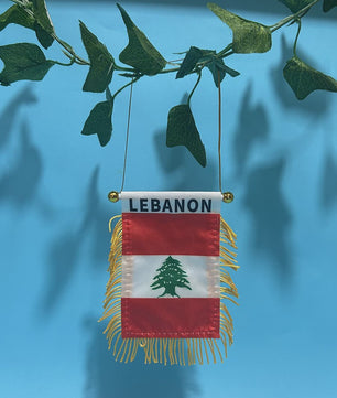 Libanon Vlag voor Autoraam - 8x12cm Polyester Dubbelzijdig Bedrukt Mini Vlaggetje