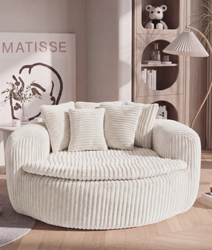 Moderne Corduroy Beanbag Fauteuil met Extra Brede Armleuningen en 5 Kussens - Comfortabele Lounge Stoel voor Woonkamer & Slaapkamer