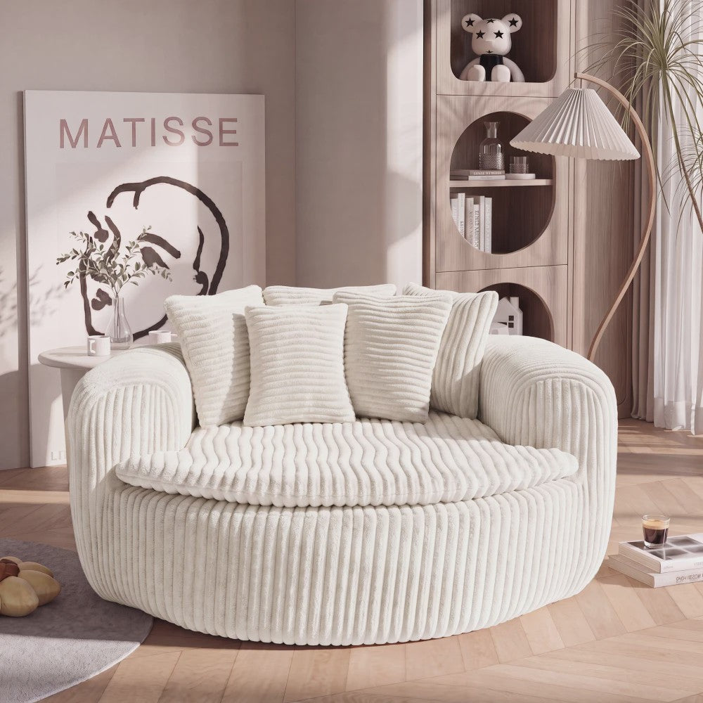 Moderne Corduroy Beanbag Fauteuil met Extra Brede Armleuningen en 5 Kussens - Comfortabele Lounge Stoel voor Woonkamer & Slaapkamer