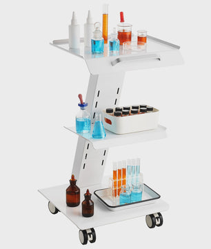 3-Laags Metalen Laboratorium Trolley - Mobiele Werkwagen met 100kg Draagvermogen