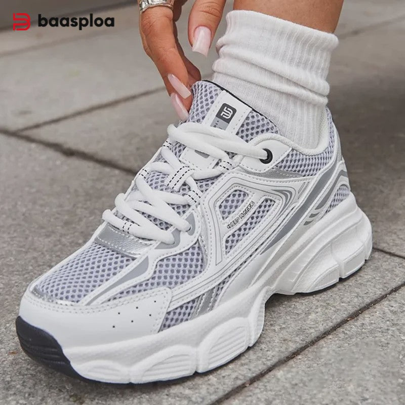 Baasploa Dames Sportschoenen - Lichtgewicht Ademende Hardloopsneakers met Anti-slip Zool