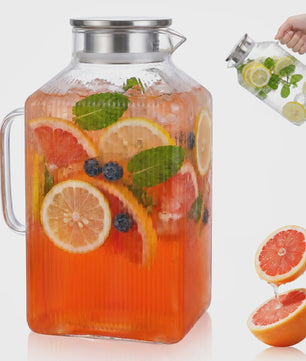 Glazen Kan 3.8L met Deksel & Borstel - Hittebestendig Borosilicaatglas voor Warme & Koude Dranken