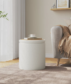 WOLTU Opvouwbare Opbergkruk met Teddy Fleece Bekleding - Ruimtebesparende Voetenbank voor Woonkamer & Slaapkamer