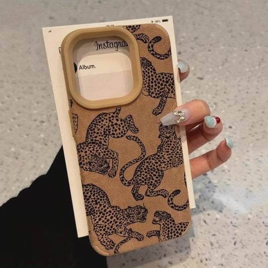 iPhone Hoesje met Levendig Luipaard Patroon - Schokbestendig Bonded Leer